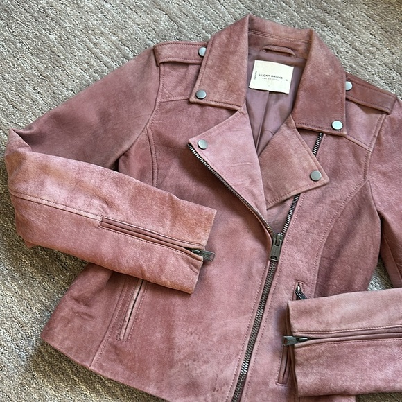 Lucky Brand real suede leather Moto jacket - Picture 3 of 7